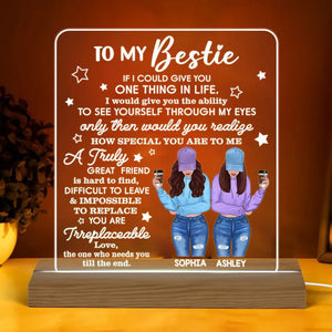 Stars To My Bestie Front View Besties Personalized Custom Shape Acrylic Plaque Warm LED Light Night