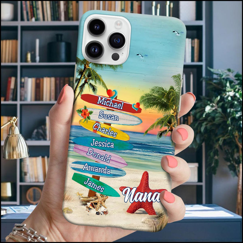 Summer Beach Star Nana Auntie Mom Colorful Kid Sign Personalized Phone Case