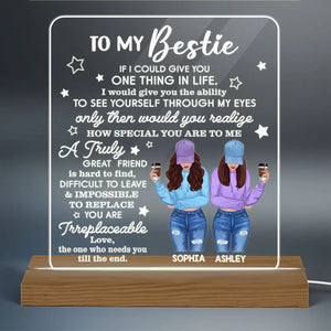 Stars To My Bestie Front View Besties Personalized Custom Shape Acrylic Plaque Warm LED Light Night