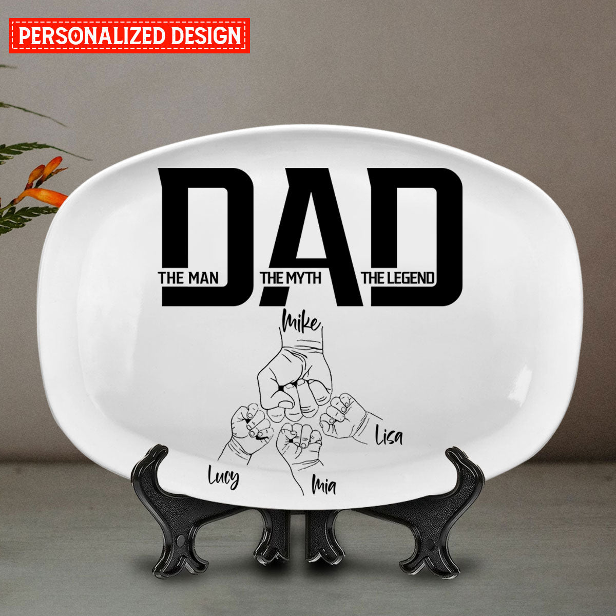 The Man The Myth The Legend Personalized Hands to hands Dad Platter