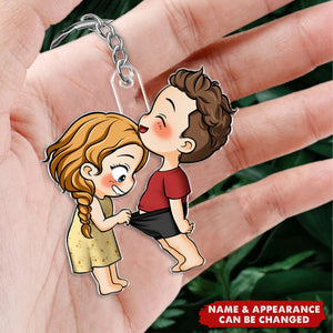 Cute Couple - Gift For Husband Wife, Anniversary - Personalized Keychain