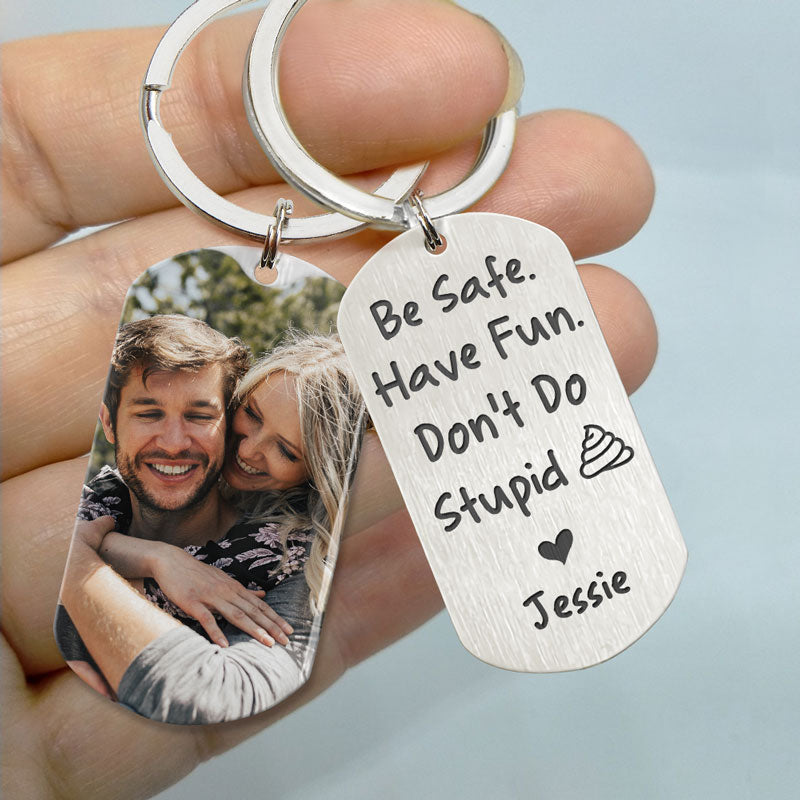 Don't Do Stupid, Personalized Keychain, Anniversary Gifts For Him, Photo Custom