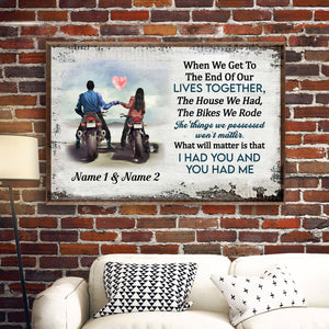 I Had You And You Had Me - Personalized Horizontal Motorbike Couple Poster