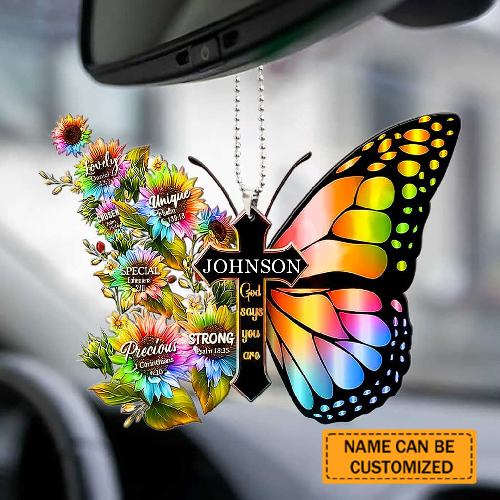 Personalized God Says You Are Rainbow Butterfly Ornament