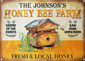 Personalized Bee Fresh Local Honey Customized Classic Metal Signs