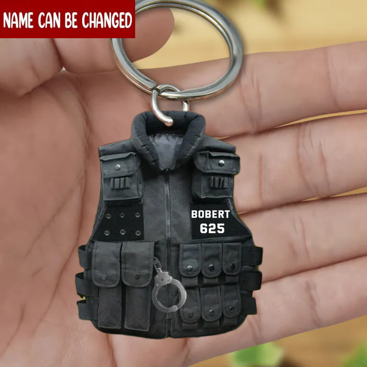 Police Uniform And Handcuffs - Personalized Flat Acrylic Keychain