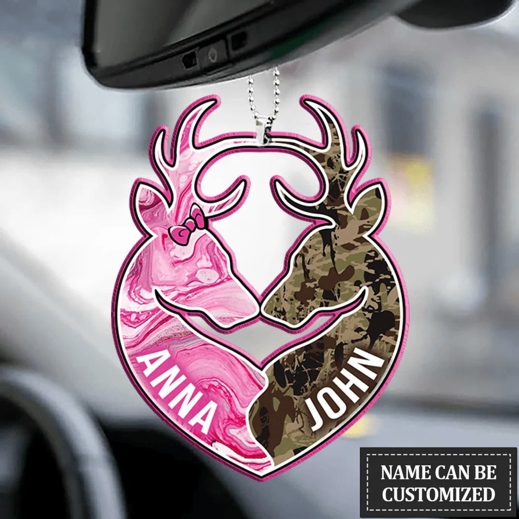 Personalized Buck And Doe Camo Ornament