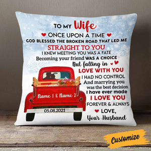 Personalized To My Wife Husband Love Red Truck Pillow
