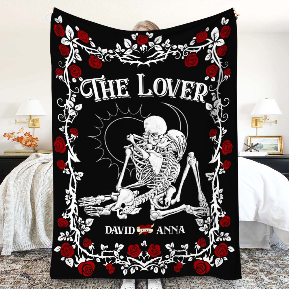 Personalized Couple Skeleton Blanket Happy Valentine's Day