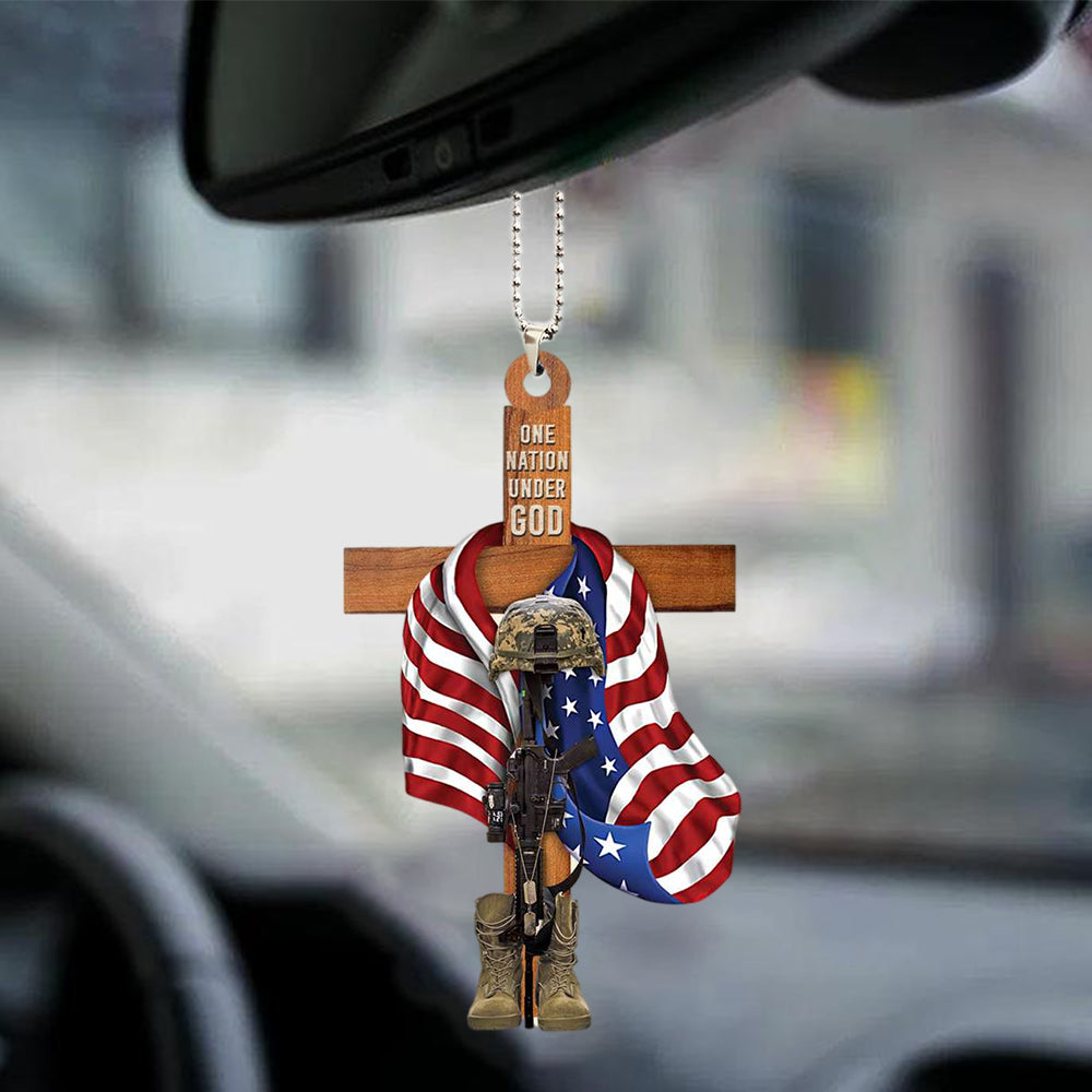 Veteran One Nation Under God Flat Ornament