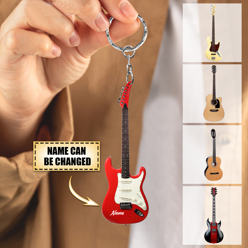 Personalized Guitars Flat Acrylic Keychain