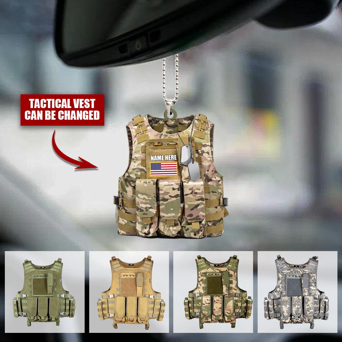 Personalized Military, Armed Forces Tactical Combat Vest Acrylic Ornament