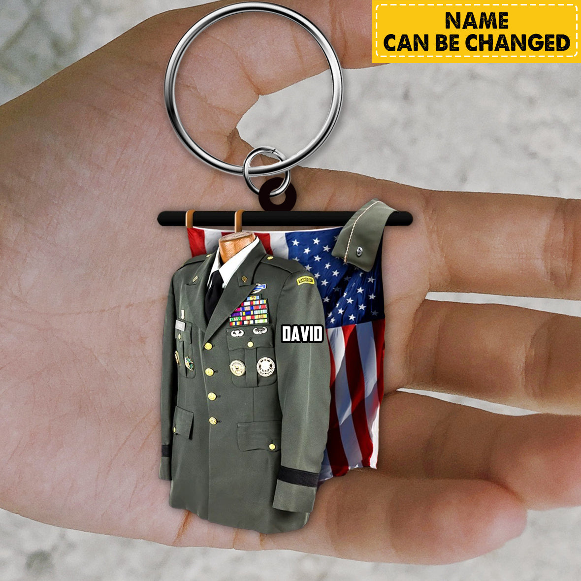 Personalized Veteran Uniform Keychain