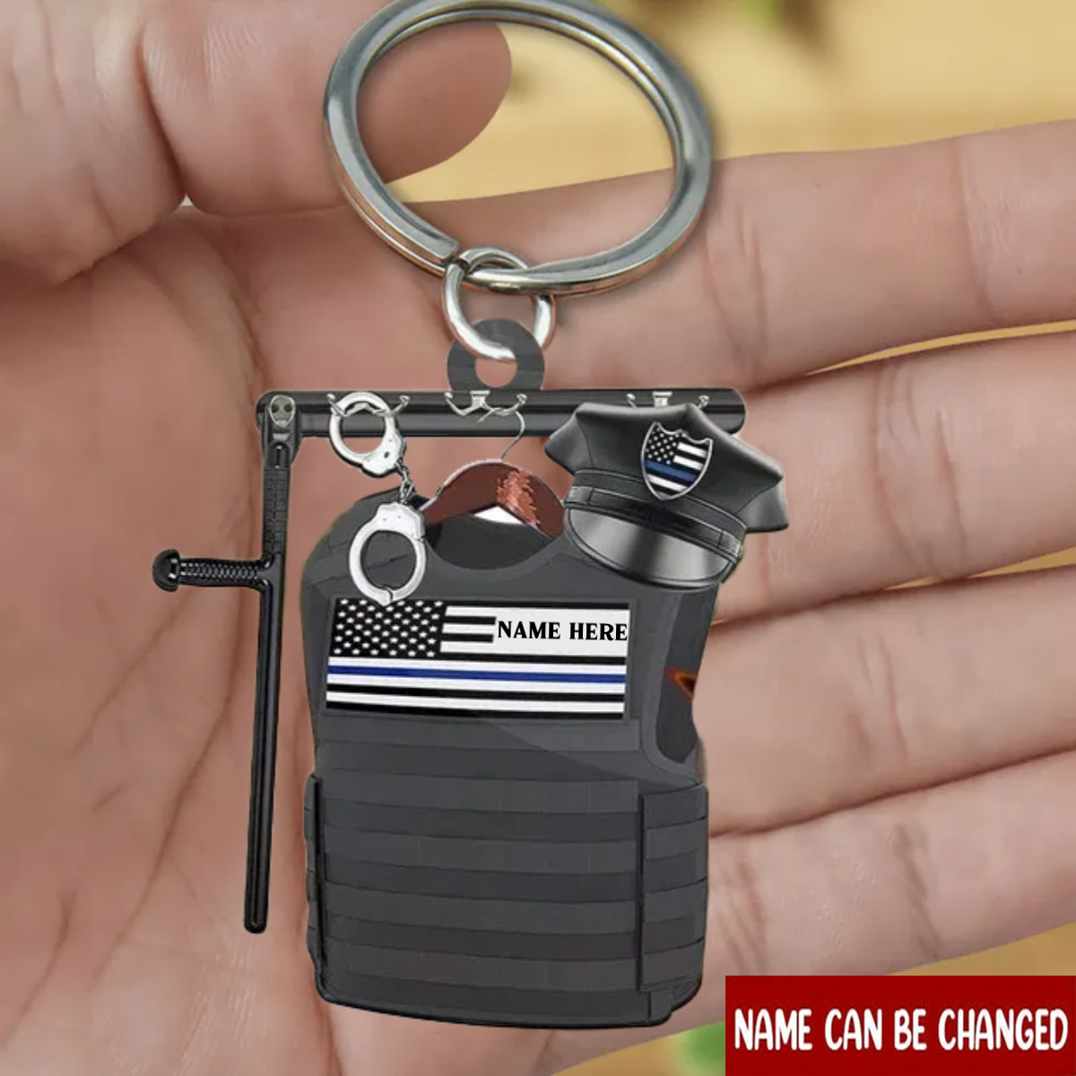 Police Vest Personalized Shaped Acrylic Keychain