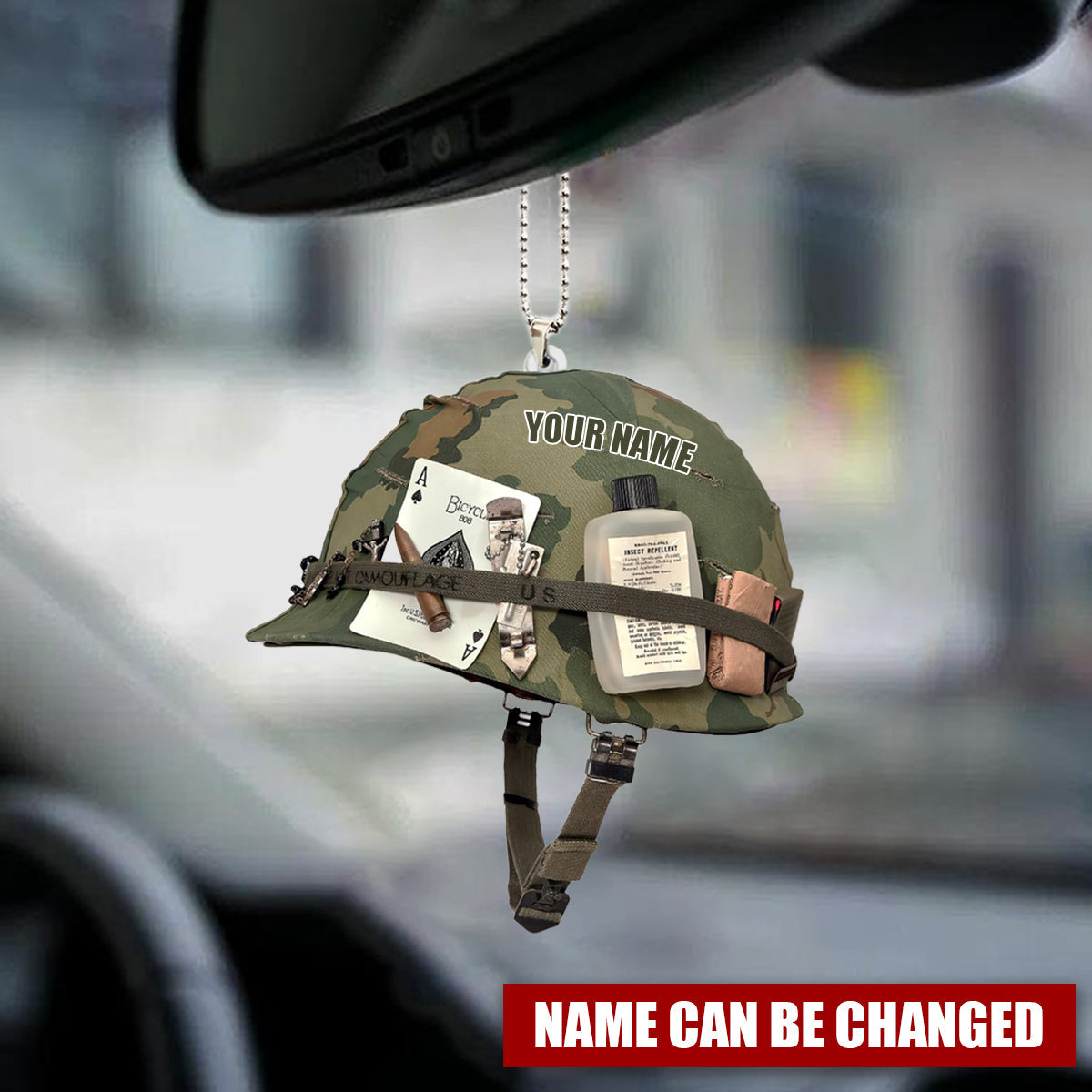 US Army Veteran Helmet - Personalized Flat Acrylic Ornament