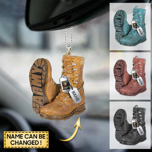 Personalized Ornament Military Boots With Dog Tags