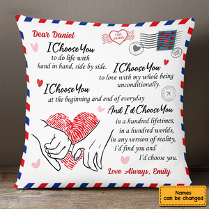 Personalized Couple Love Letter I Choose You Pillow