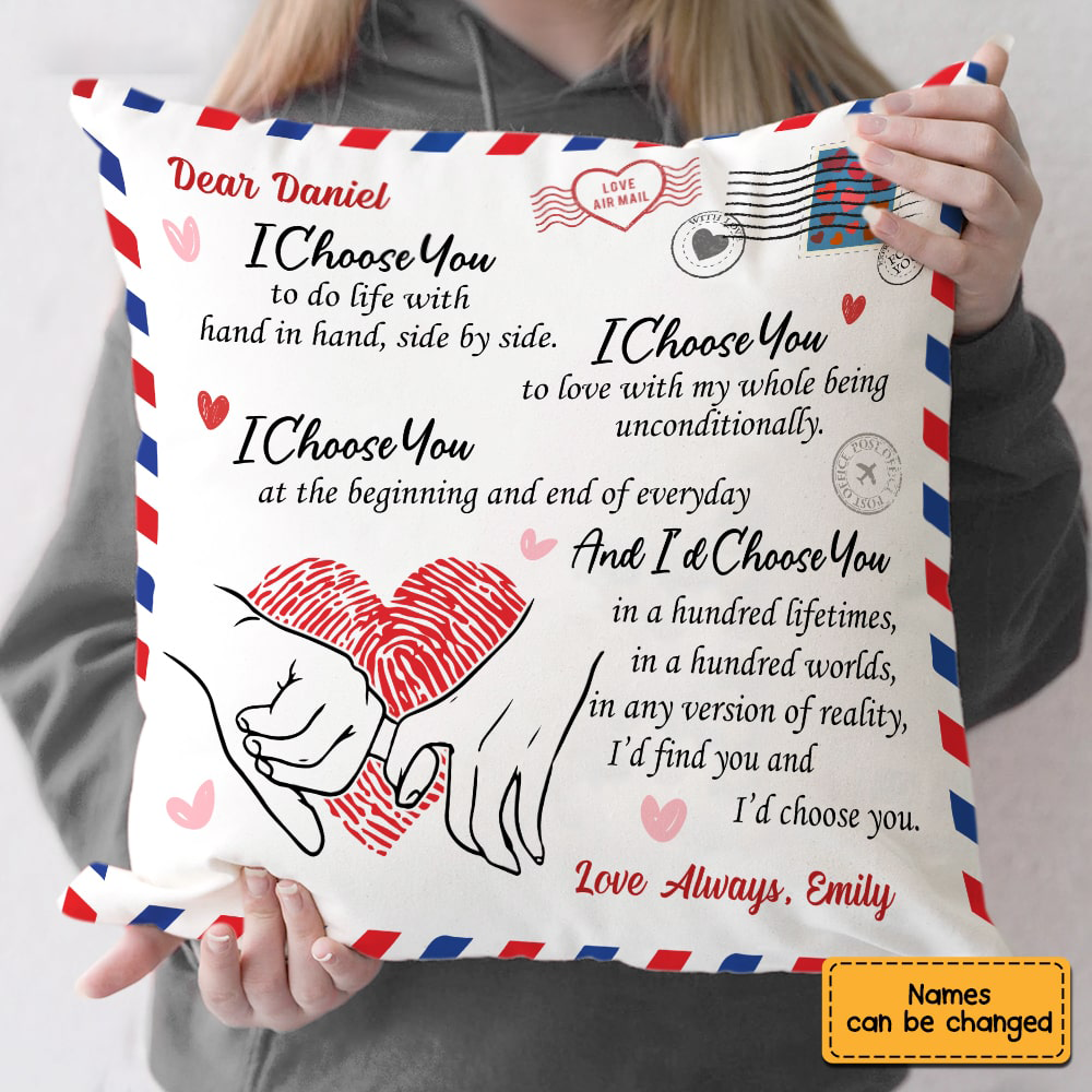 Personalized Couple Love Letter I Choose You Pillow