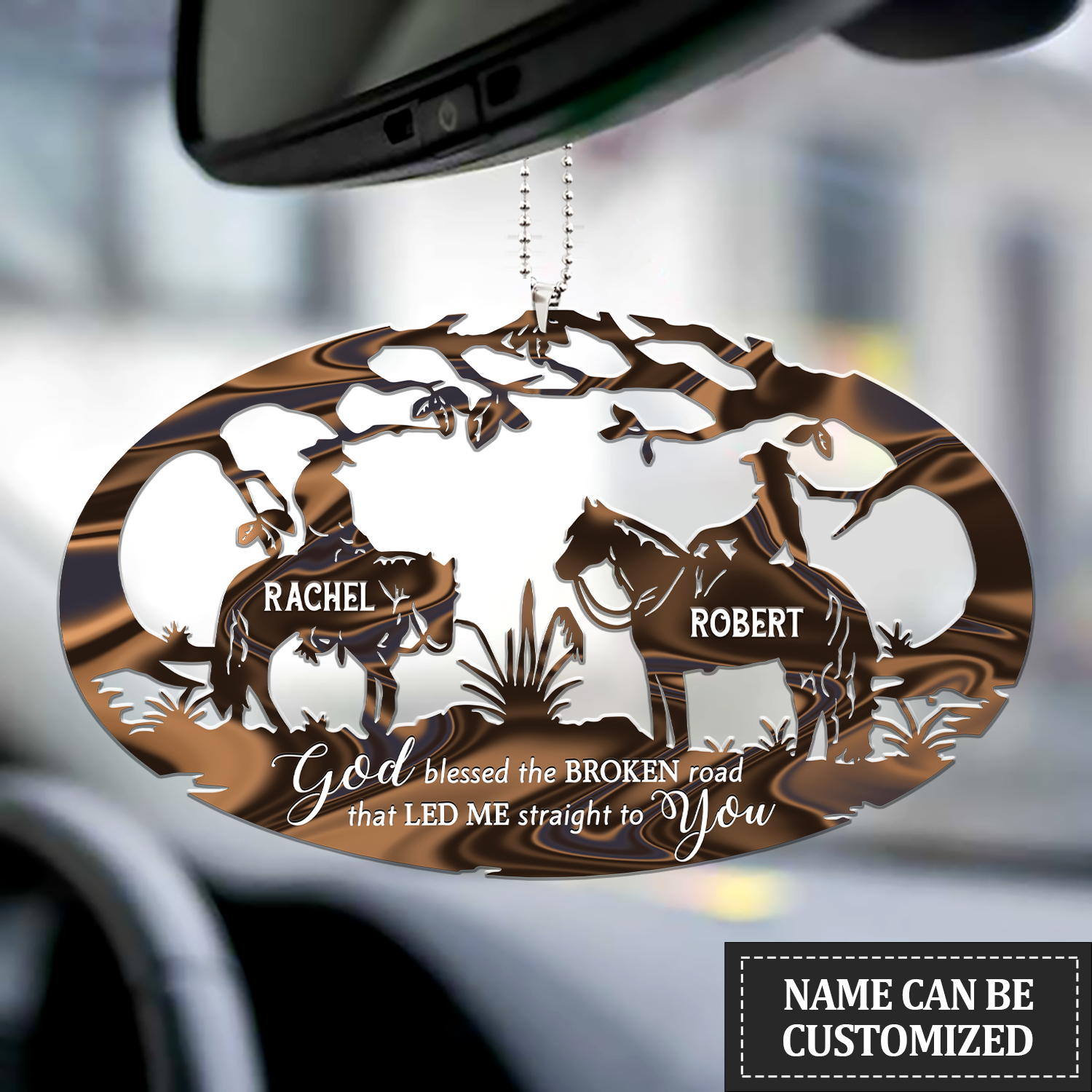 Couple Riding Horses God Blessed Personalized Ornament