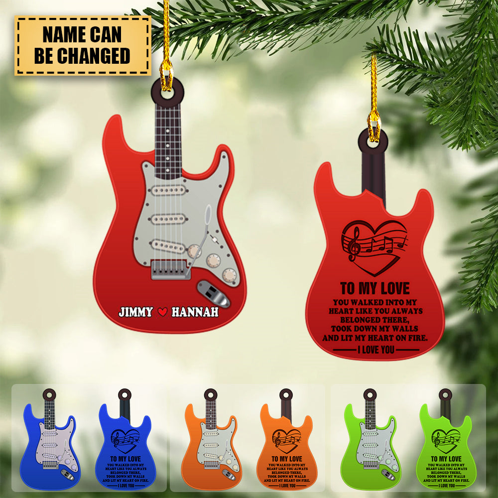 Electric Guitar Couple To My Love Personalized Christmas Ornament