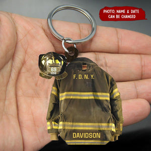 Personalized Firefighter Armor Shaped Flat Acrylic Keychain2