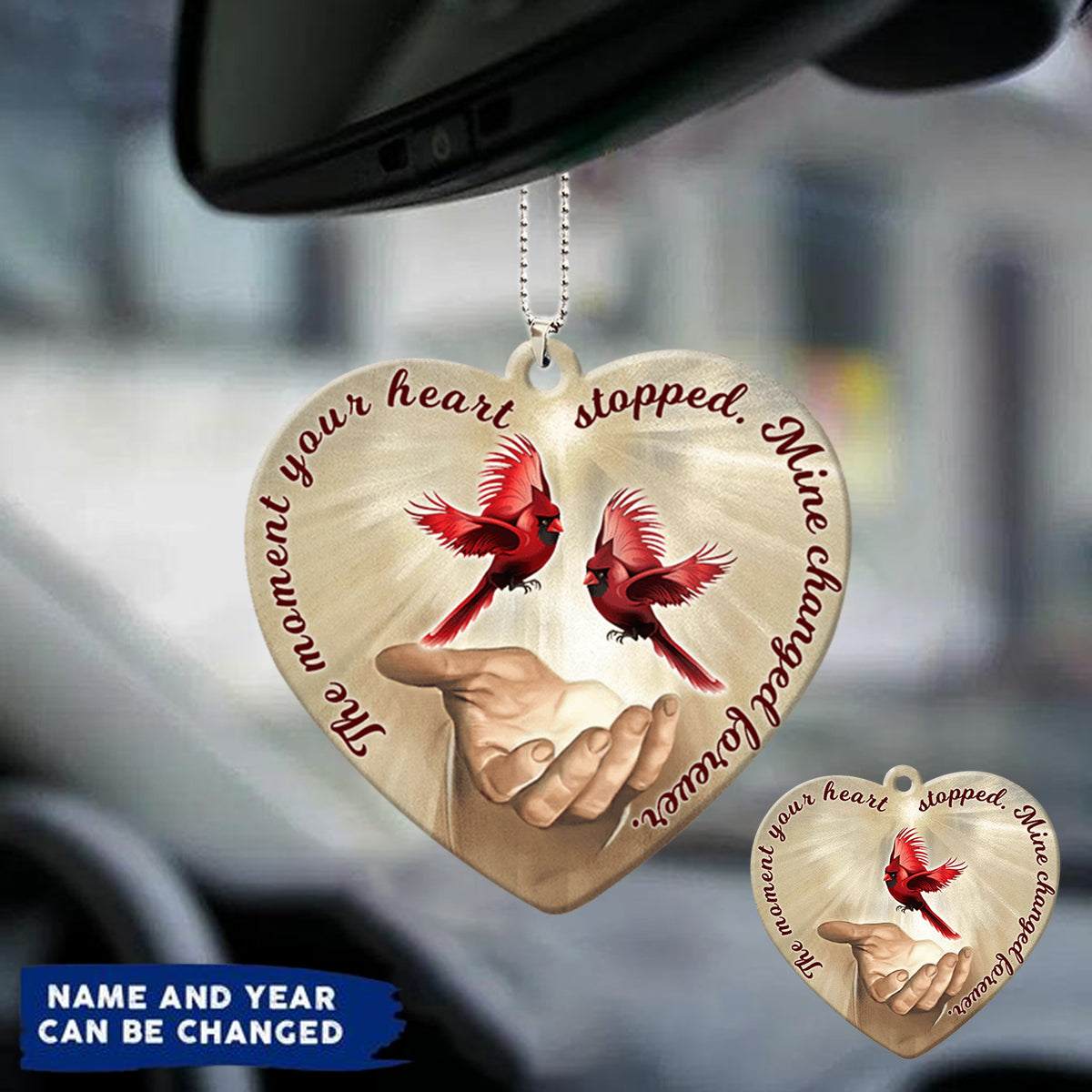 The Moment Your Heart Stopped, Mine Changed Forever Cardinal Bird Custom Acrylic Ornament