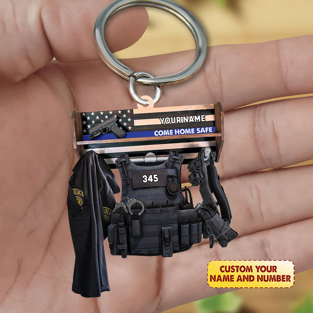 Personalized Police Uniform Acrylic Keychain