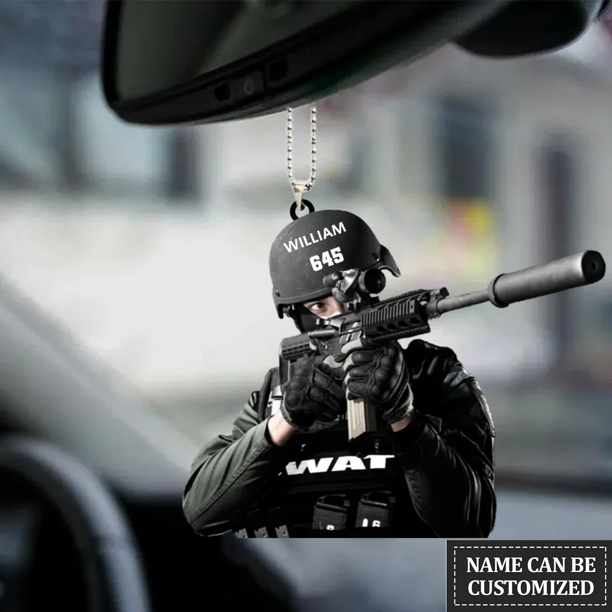 SWAT With Gun - Personalized Flat Ornament