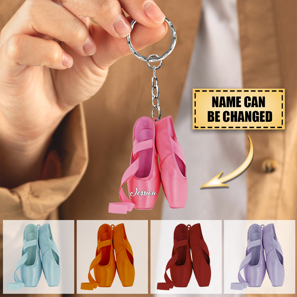 Personalized Ballet Shoes Flat Acrylic Keychain