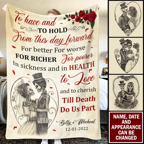 Till Death Do Us Part Personalized Newlywed Couple Blanket, Gift For Couple