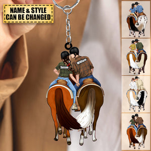 Kissing Couple-Personalized Acrylic Keychain For Horse Couples, Horseback Riding Lovers