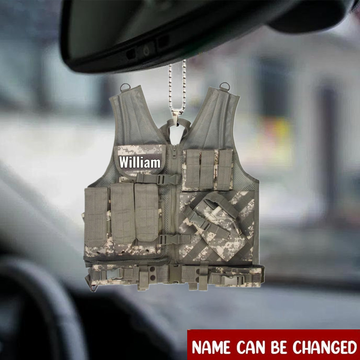 Camouflage Army Tactical Vest- Personalized Flat Acrylic Ornament