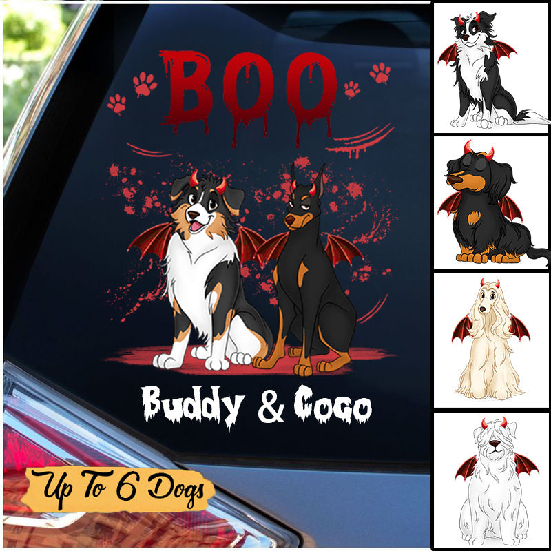 Halloween Boo Devil Sitting Dog Personalized Decal