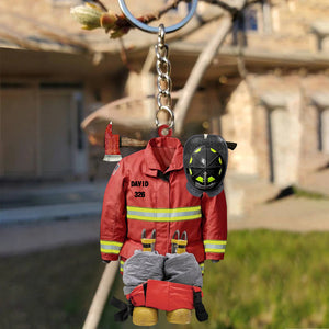 Personalized Firefighter Uniform Keychain-Once A Firefighter/Always A Firefighter