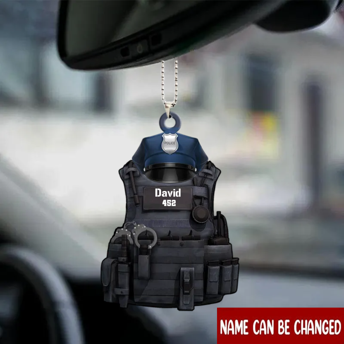 Personalized Police Bulletproof Vest With Service Cap Ornament