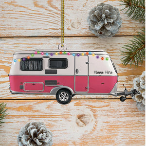 Personalized Camping Ornament Caravan Camper Shaped Acrylic Ornament