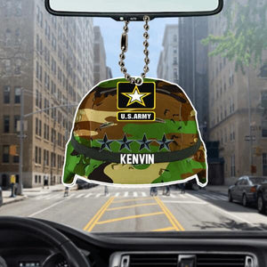 Camouflage Helmet - Personalized Flat Car Ornament