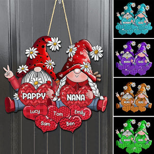 Colorful Grandpa- Grandma doll Loves Sweet Heart Kids Personalized Shaped Wood Sign