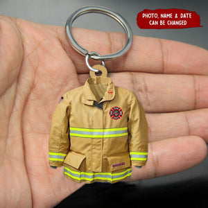 Personalized Firefighter Armor Shaped Flat Acrylic Keychain2