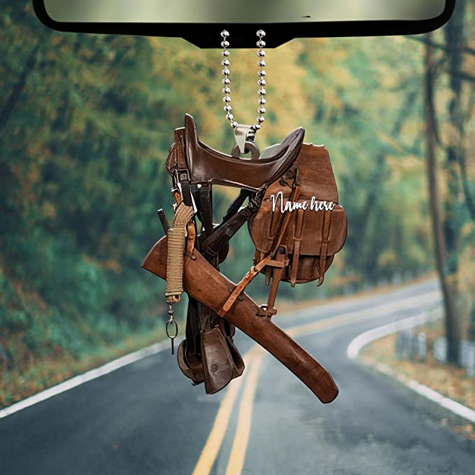 Personalized Horse Lover Cowboy Saddle Car Hanging Ornament