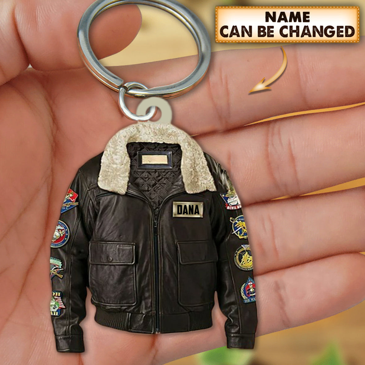 Personalized Military Coat Keychain