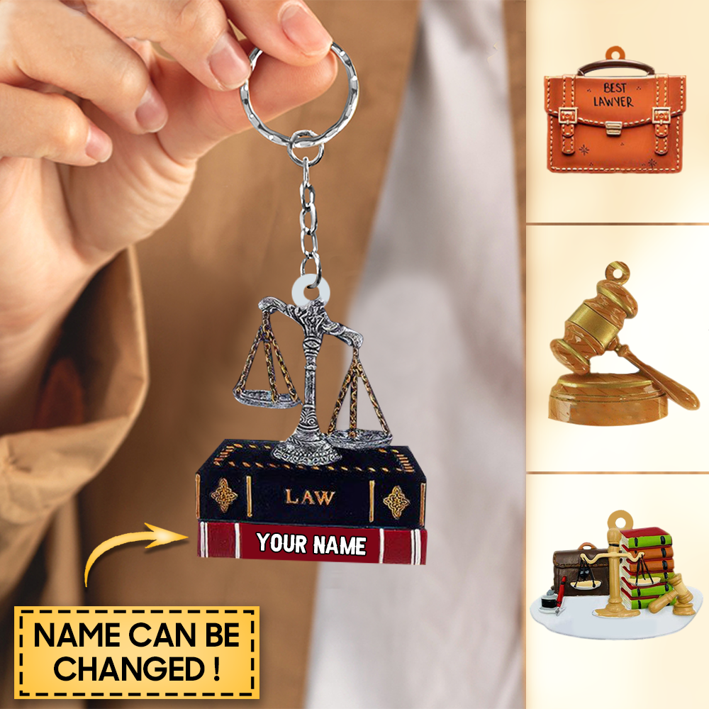 Personalized Flat Acrylic Keychain for Lawyer-Judge-Future Attorney Briefcase