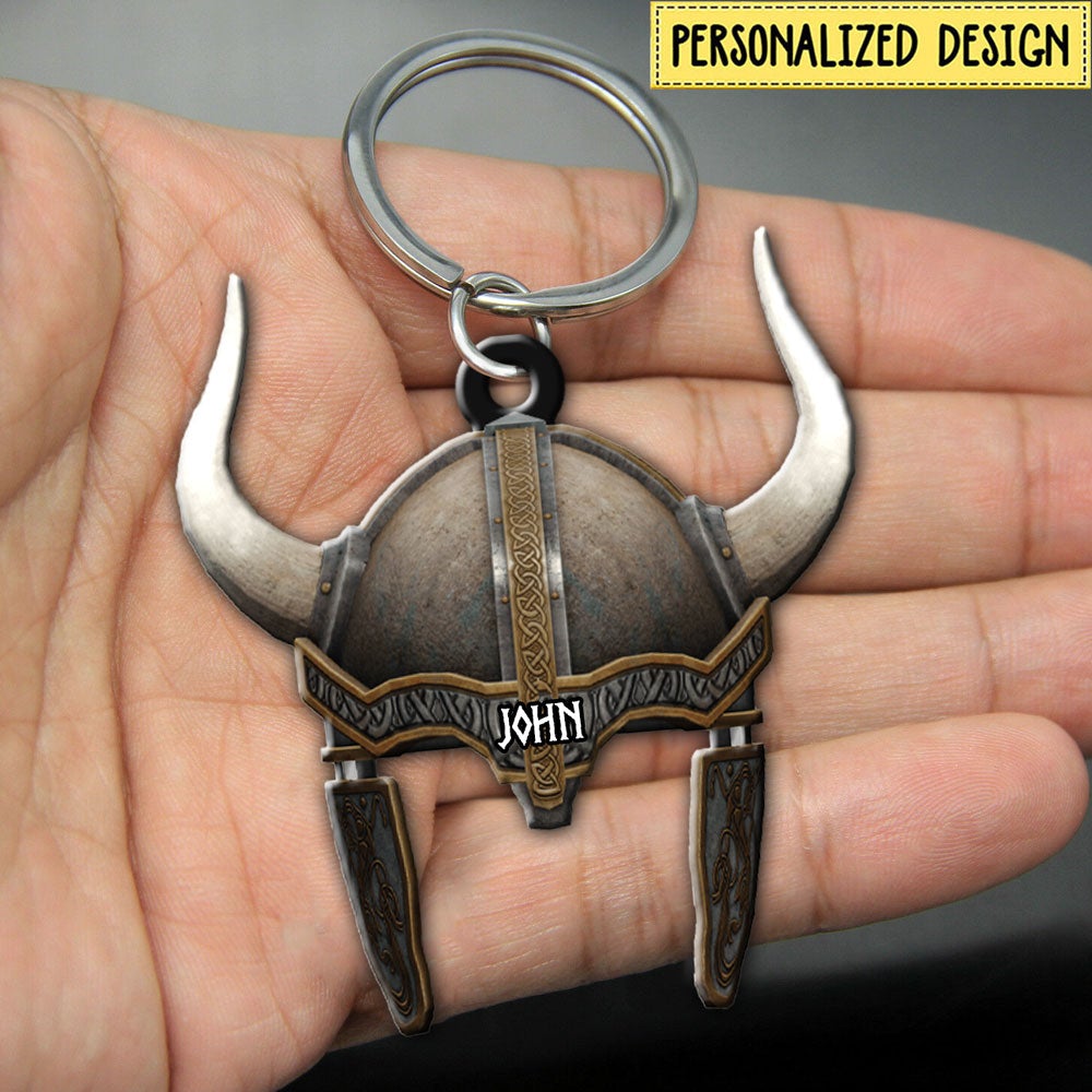 Personalized Viking Helmet Acrylic Keychain & Ornament