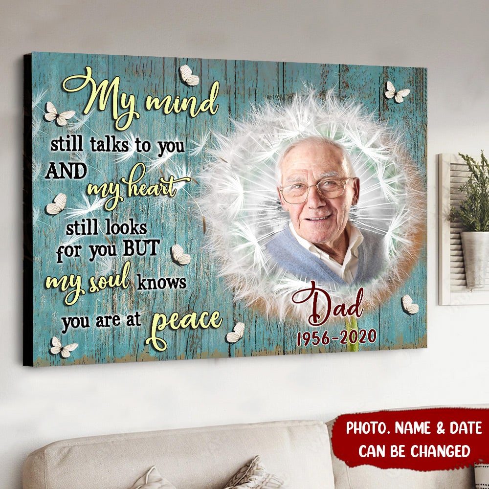 Personalized Memorial Gift Upload Photo My Mind Still Talks To You Poster