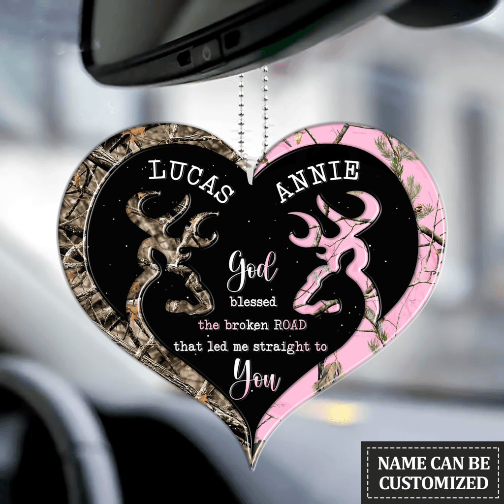 Camo Heart Buck And Doe Personalized Ornament