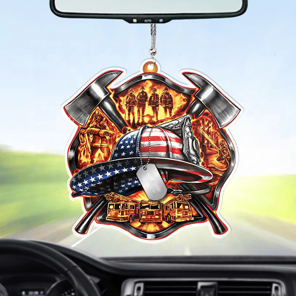 Firefighter Helmet - Personalized Car Acrylic Flat Ornament