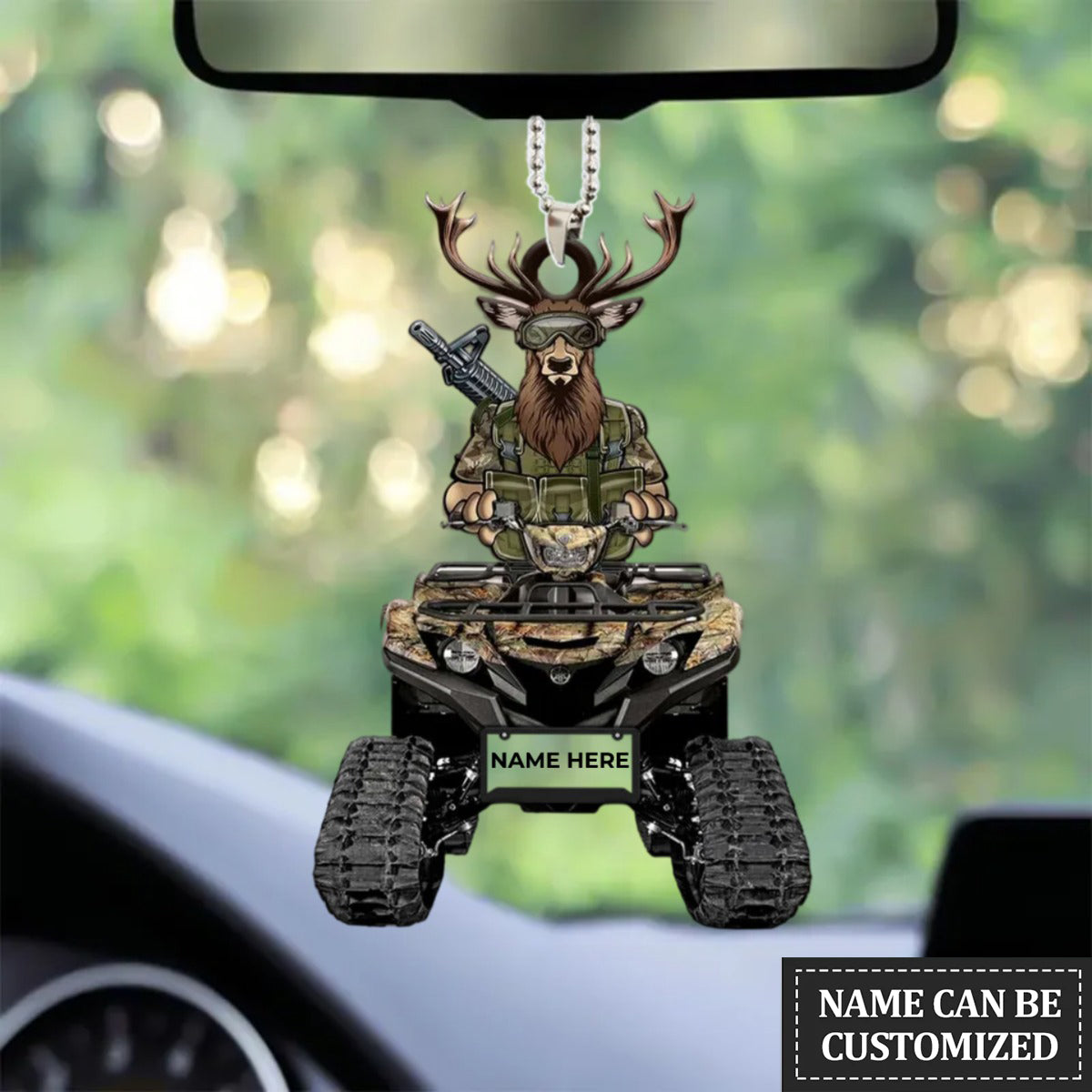 Hunting ATV Hunter Vehicle With Deer Personalized Flat Ornament Gift For Hunter