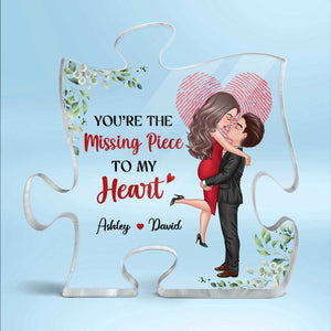 The Missing Piece Couple Heart Fingerprint Personalized Puzzle Acrylic Plaque