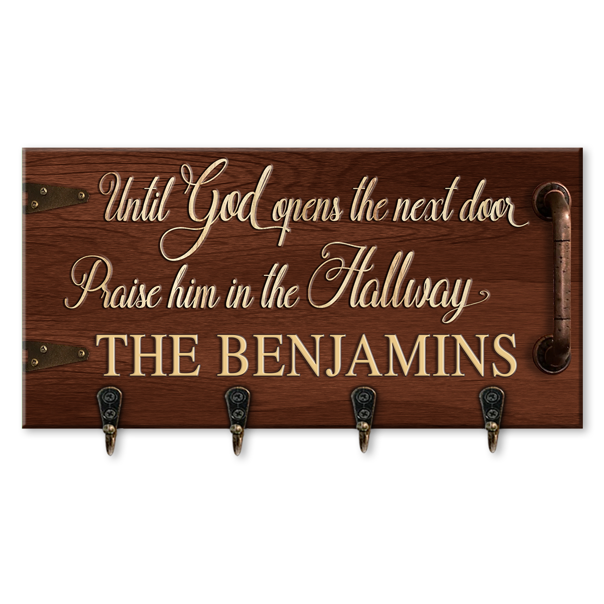 Until God Opens The Next Door Praise Him In The Hallway Personalized Key Hanger