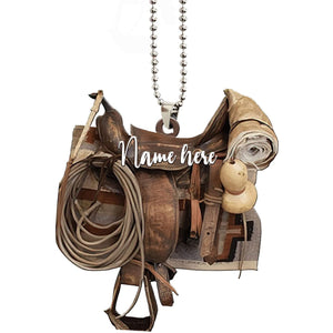 Personalized Horse Lover Saddle Cowboy Hanging Ornament